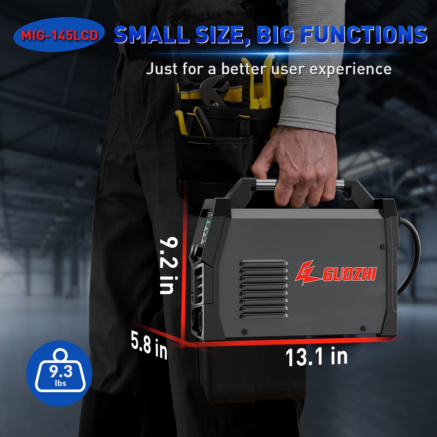 GZ GUOZHI Welder Machine, LCD 3 in 1 Welder,MIG Welder,Stick Welder ,Lift TIG, With Flux Core Welding Wire( E71T-GS)