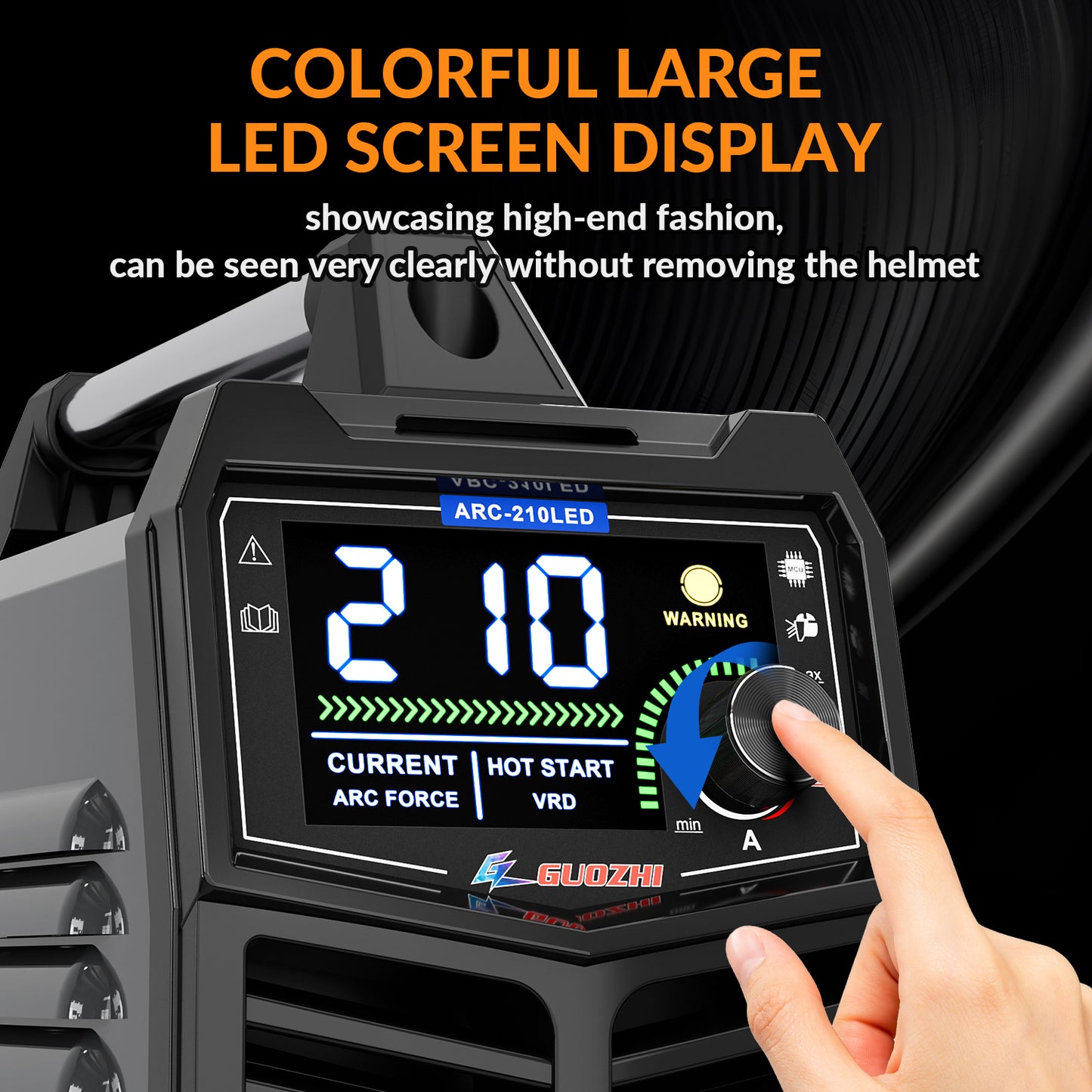 GZ GUOZHI 110V/220V 210A Stick Welder, High-Power ARC Welding Machine with Full Electrode Compatibility and Large LED Display