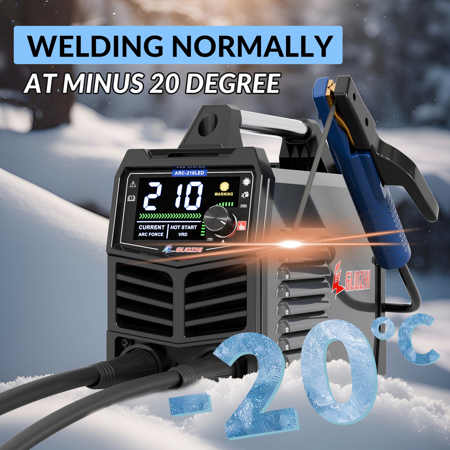 GZ GUOZHI 110V/220V 210A Stick Welder, High-Power ARC Welding Machine with Full Electrode Compatibility and Large LED Display
