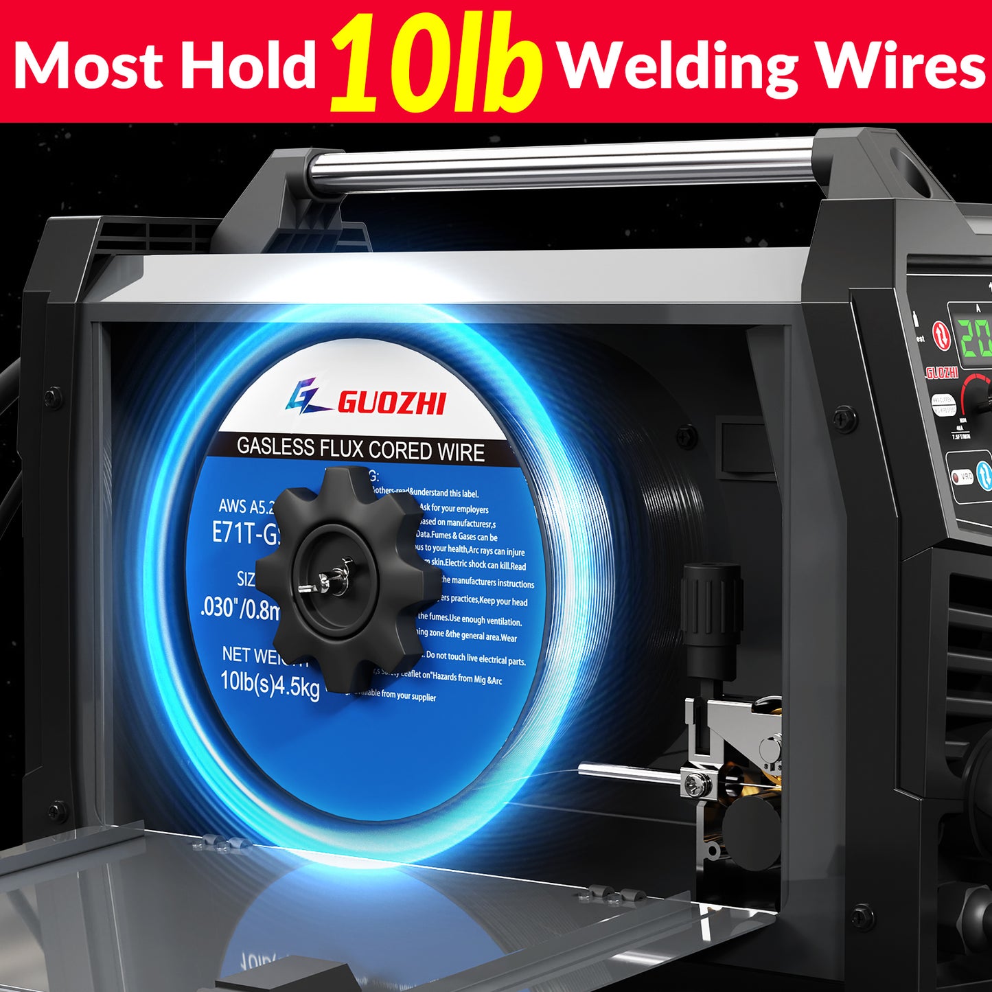 GZ GUOZHI 110V/220V 200A MIG Welder, 7 in 1 Multi-Process Welding Machine, Gas MIG/MAG, Gasless Flux Core MIG, Lift TIG, Stick, Spot Welding, Spool Gun