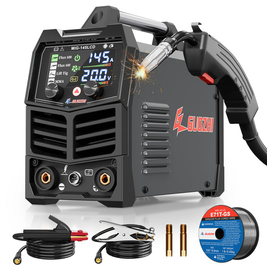 GZ GUOZHI Welder Machine, LCD 3 in 1 Welder,MIG Welder，Stick Welder ,Lift TIG, With Flux Core Welding Wire( E71T-GS)