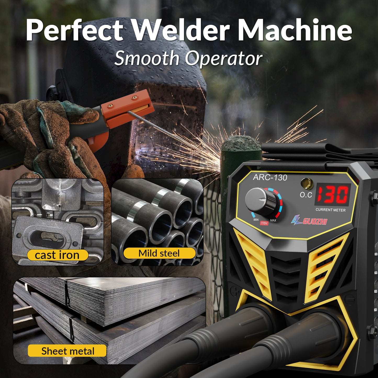 GZ GUOZHI 110V 130A Small Mini Stick Welder , Portable ARC MMA Welding Machine with Shoulder Strap (3.5LB)