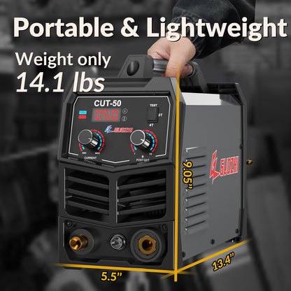 GZ GUOZHI 50Amp Plasma Cutter, Dual Voltage 110V/220V, 10MM Clean Cut, Air Cutter with Pre-Flow, Post-Gas, 2T/4T Modes