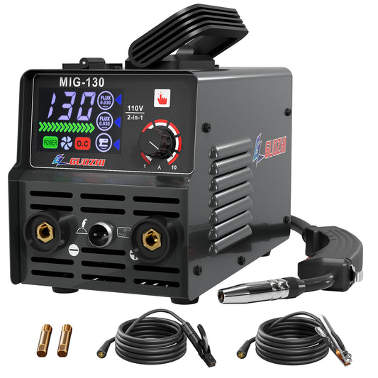 GZ GUOZHI 130A Portable MIG Welder,110V 2 in 1 Gasless Flux Core MIG/Stick Welding Machine with Large LED Display (8.5 LB)