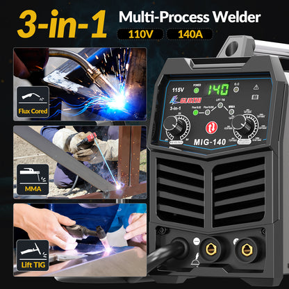 GZ GUOZHI 130A Portable MIG Welder,110V 2 in 1 Gasless Flux Core MIG/Stick Welding Machine with Large LED Display (8.5 LB)