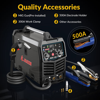 GZ GUOZHI 130A Portable MIG Welder,110V 2 in 1 Gasless Flux Core MIG/Stick Welding Machine with Large LED Display (8.5 LB)