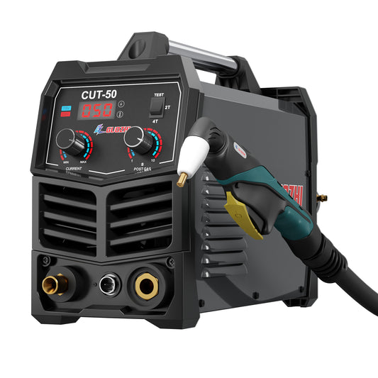 GZ GUOZHI 50Amp Plasma Cutter, Dual Voltage 110V/220V, 10MM Clean Cut, Air Cutter with Pre-Flow, Post-Gas, 2T/4T Modes