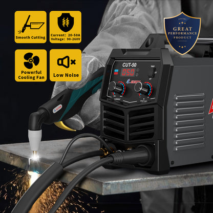 GZ GUOZHI 50Amp Plasma Cutter, Dual Voltage 110V/220V, 10MM Clean Cut, Air Cutter with Pre-Flow, Post-Gas, 2T/4T Modes