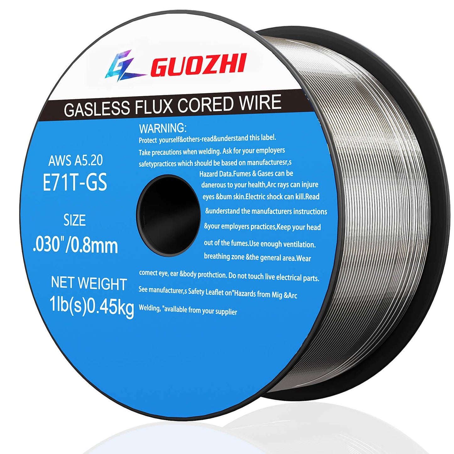 GZ GUOZHI Flux Core Welding Wire, E71T-GS .030" 1-Pound Spool Gasless Mild Carbon Steel Mig Welding Wire