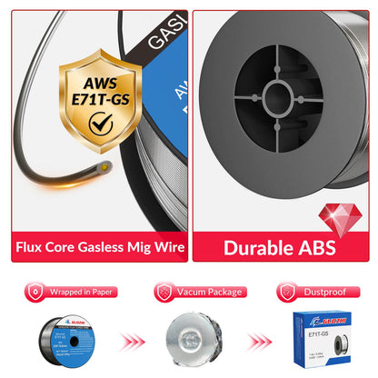 GZ GUOZHI Flux Core Welding Wire, E71T-GS .030" 1-Pound Spool Gasless Mild Carbon Steel Mig Welding Wire
